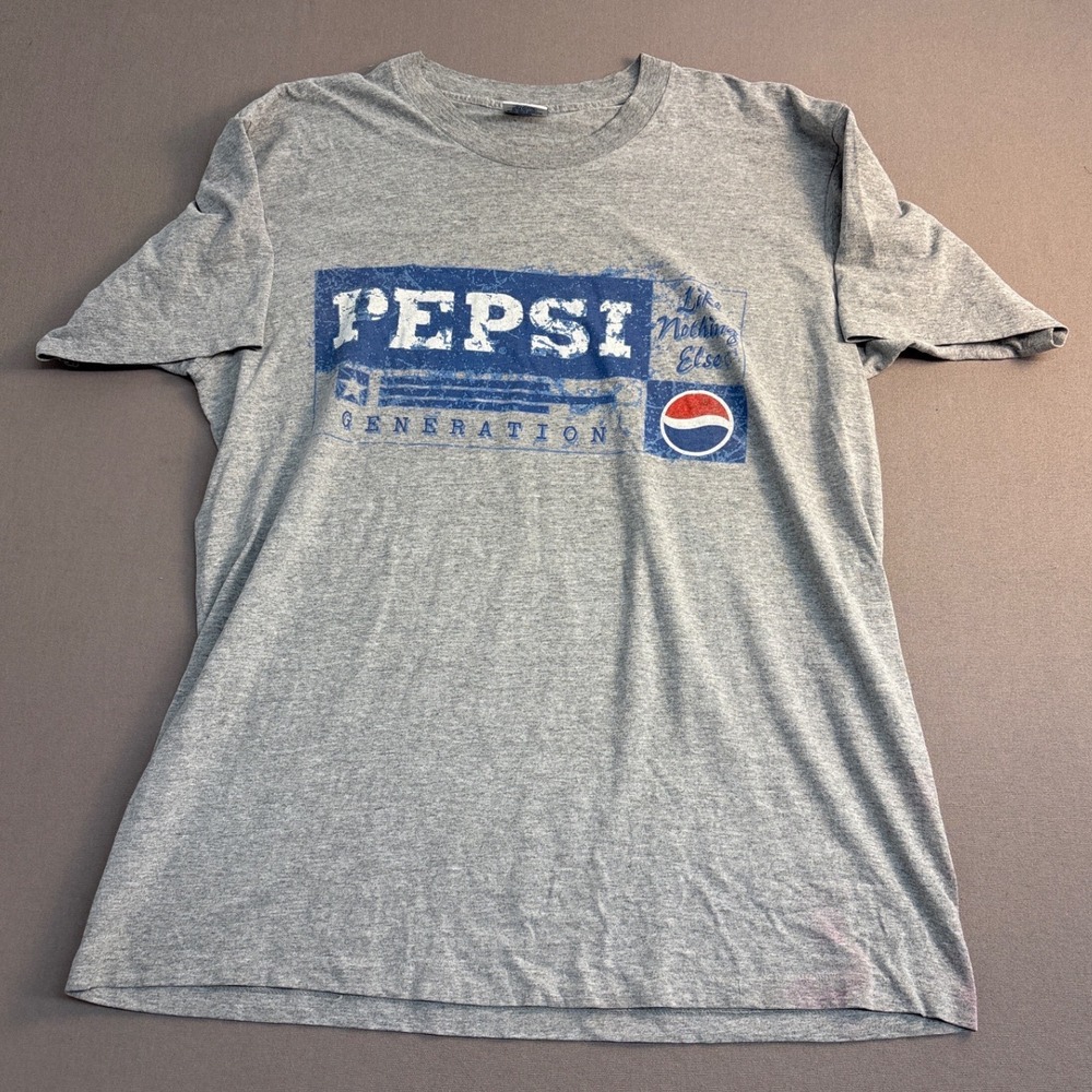 Vintage Pepsi Generation T-Shirt Mens L/XL Gray Graphic Tee Made in USA 90s
